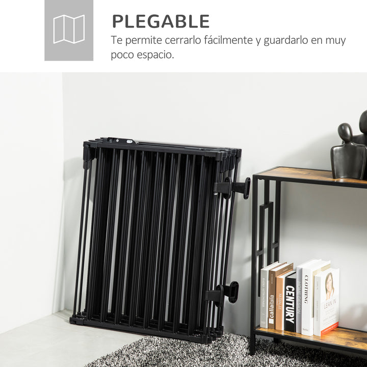 Parque para Cães com 8 Painéis 60x76cm Barreira de Proteção para Animais de Estimação Dobrável com Porta e Fechadura Dupla Painéis Metálicos para Escadas Corredores Preto