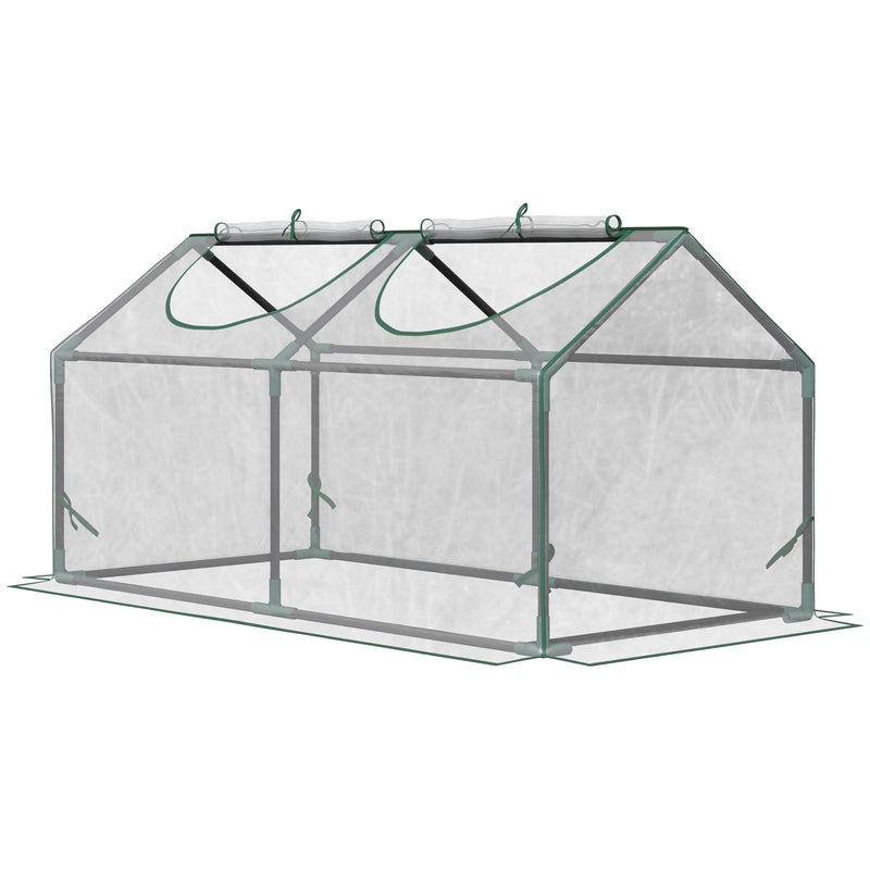 Estufa 119x60x60cm Estufa de Jardim com 2 Janelas Enroláveis para Cultivo de Plantas Verduras Flores Transparente