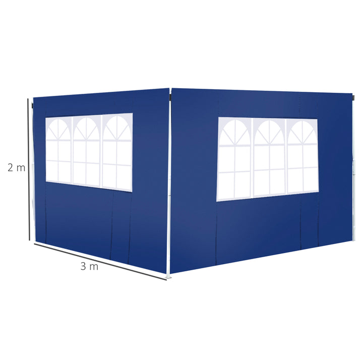 2 Paredes Laterais para Tenda 3x2 m Parede Lateral de Tecido Oxford com 2 Janelas Apto para tendas 3x3 m e 3x6 m Azul