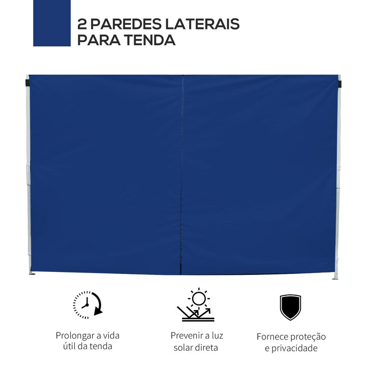 2 Paredes Laterais para Tenda 3x2 m Parede Lateral de Tecido Oxford com 2 Janelas Apto para tendas 3x3 m e 3x6 m Azul