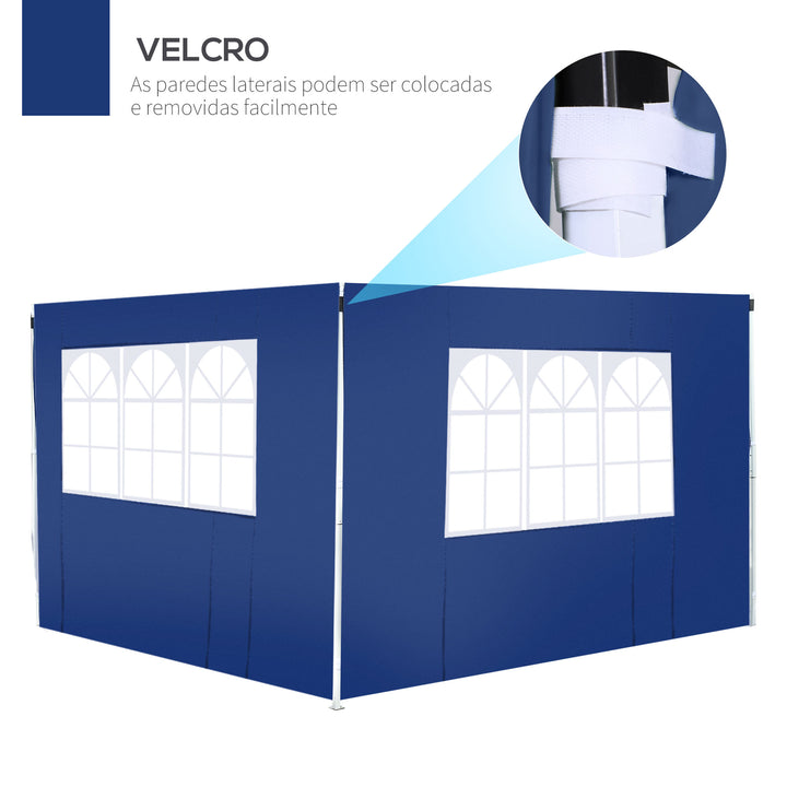 2 Paredes Laterais para Tenda 3x2 m Parede Lateral de Tecido Oxford com 2 Janelas Apto para tendas 3x3 m e 3x6 m Azul