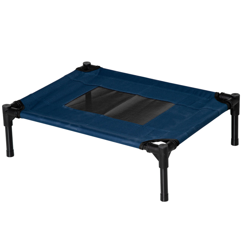 Cama para Animais de Estimação Cama Elevada para Cães Gatos Portátil Tecido Transpirável para Exterior Interior 64x46x18cm Azul