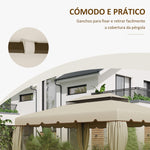 Toldo de Substituição para Pérgola 3,90x2,90m Teto de Substituição para Pérgolas Exterior com Duplo Teto e 8 Orifícios de Drenagem Bege