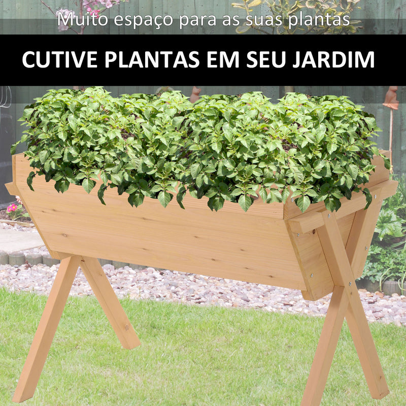 Jardim urbano de madeira Mesa de cultivo para plantas com 4 orifícios de drenagem e tecido geotêxtil 100x70x80 cm