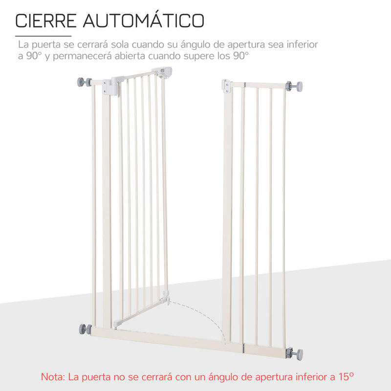 Barreira de Segurança para Portas e Escadas Barreira para Animais de Estimação com Fechadura Automática Extensível 17,5cm Metal 92-102x104,1cm Branco