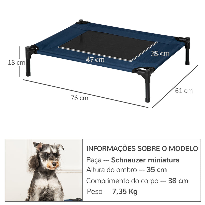 Cama para Animais de estimação tipo Cão ou Gato para Exterior Varanda e Jardim - Azul e Preto - 76 x 61 x 18 cm