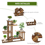 Suporte de Madeira para Flores Estante Decorativa para Vasos de Plantas com 6 Prateleiras Interior e Exterior para Jardim Balção Terraço 98x28x96,5cm Natural