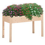 Horta Elevada de Madeira 122,5x56,5x76cm Mesa de Cultivo com Tecido não Tecido e 4 Orifícios de Drenagem para Cultivo de Plantas e Flores Madeira