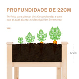 Horta Elevada de Madeira 122,5x56,5x76cm Mesa de Cultivo com Tecido não Tecido e 4 Orifícios de Drenagem para Cultivo de Plantas e Flores Madeira