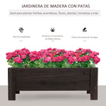 Floreira de madeira Canteiro de flores de jardim retangular com pernas Para Flores Plantas 100x36,5x36 cm Castanho