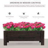 Floreira de madeira Canteiro de flores de jardim retangular com pernas Para Flores Plantas 100x36,5x36 cm Castanho