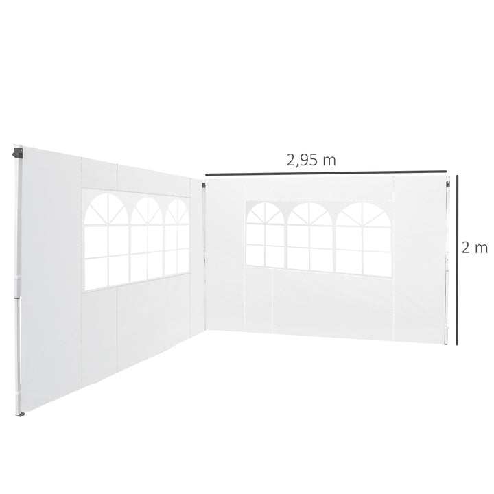 2 Paredes Laterais para Tenda 3x2 m Parede Lateral de Tecido Oxford com 2 Janelas Apto para tendas 3x3 m e 3x6 m Branco