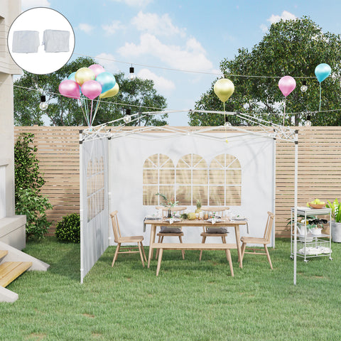 2 Paredes Laterais para Tenda 3x2 m Parede Lateral de Tecido Oxford com 2 Janelas Apto para tendas 3x3 m e 3x6 m Branco
