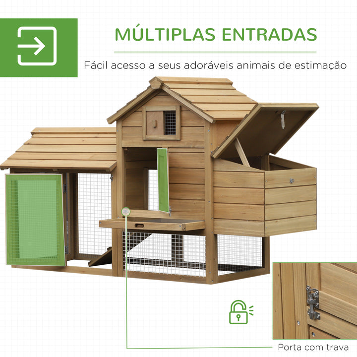 Galinheiro Jardim com área interna e externa de Madeira de abeto 150,5x54x87 cm