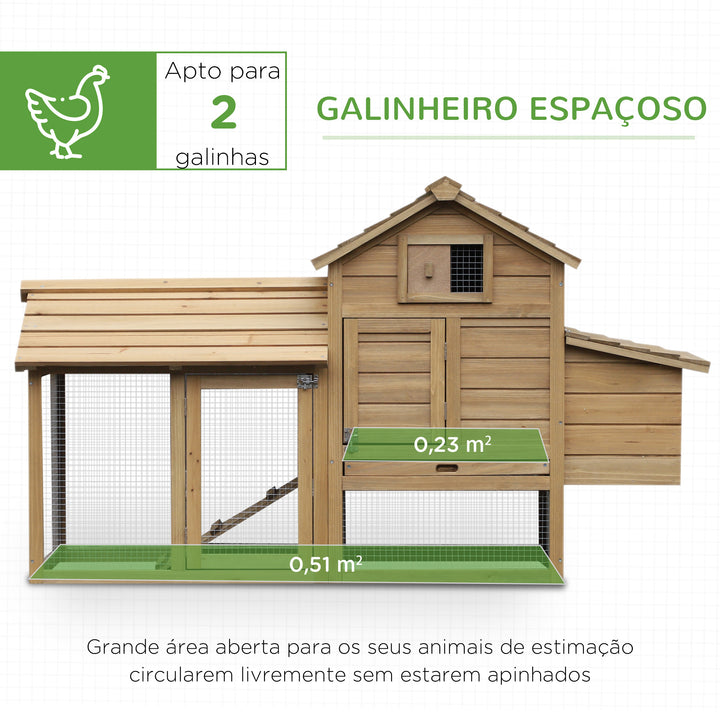 Galinheiro Jardim com área interna e externa de Madeira de abeto 150,5x54x87 cm