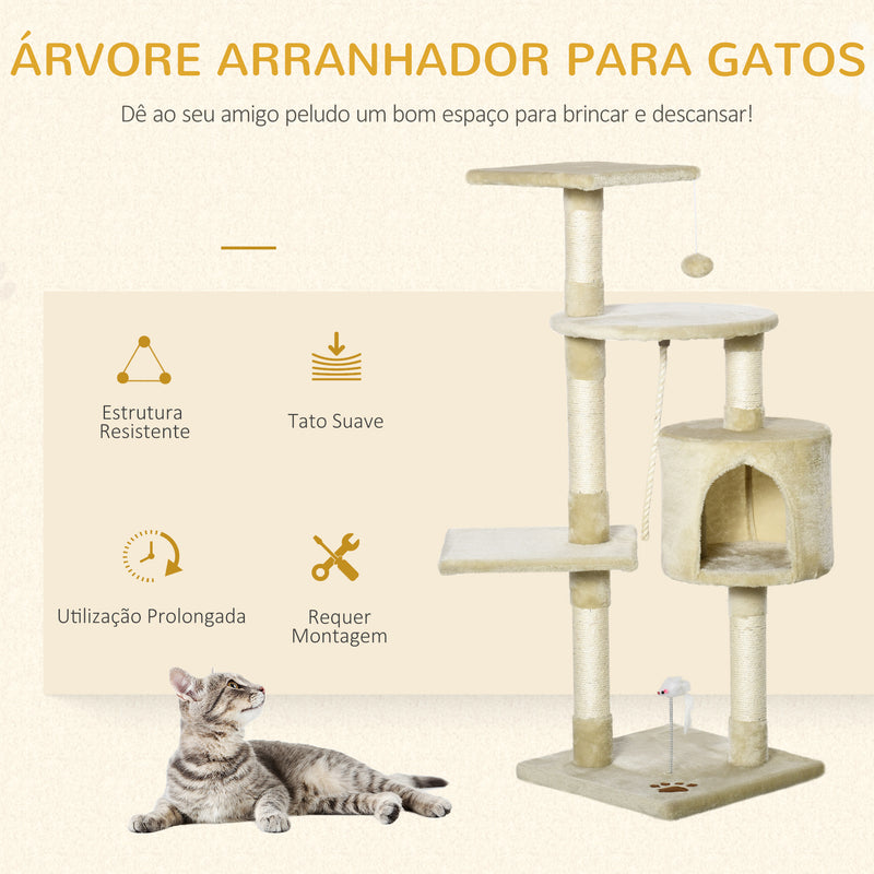 Árvore para Gato Árvore Arranhador 112 cm De Altura Árvore Poste para Arranhar Centro Diversão