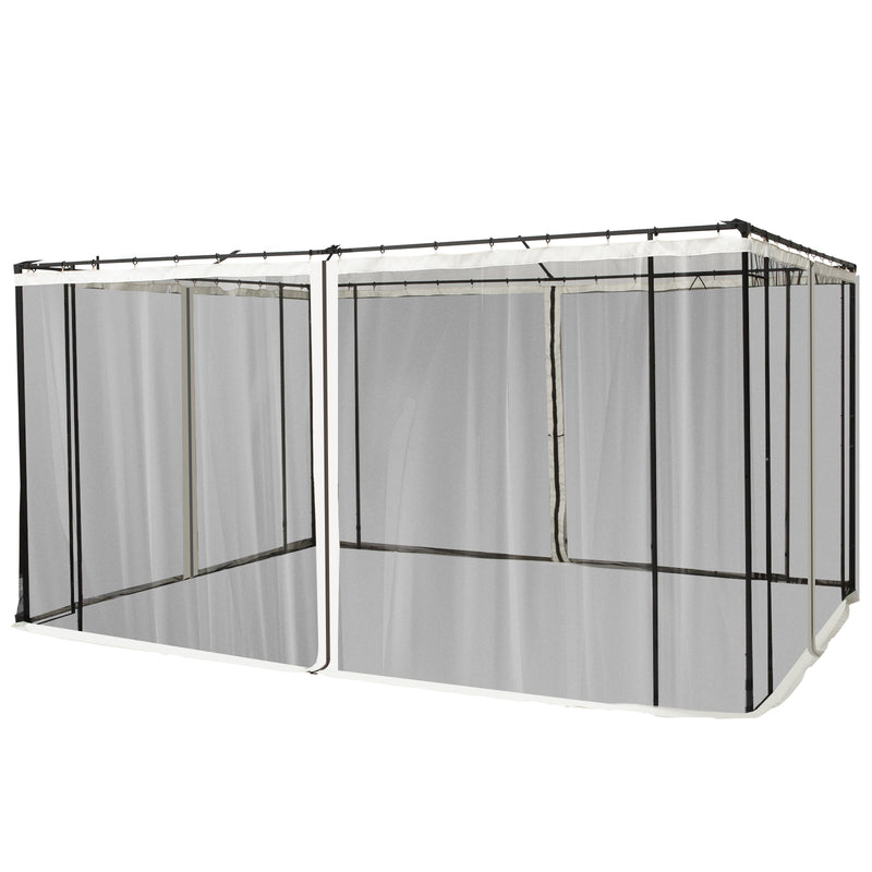 4 Painéis Laterais 352x207 cm para Tenda de Jardim Mosquiteira para Gazebo Gazebo com Zíperes e Anéis Preto