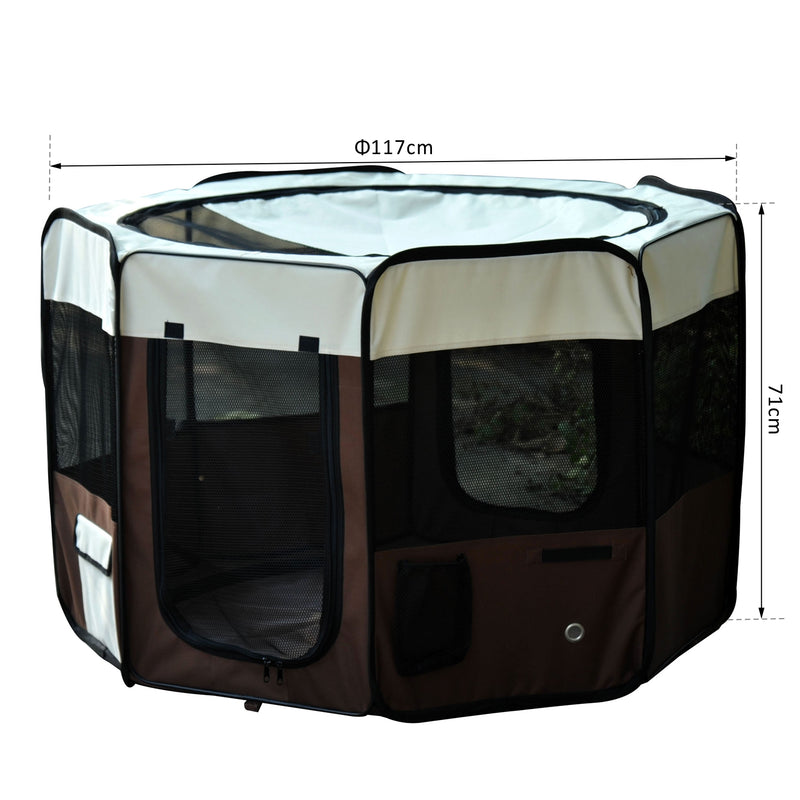 Parque para Animais de estimação com 2 portas F 117 x 71 cm marrom e creme