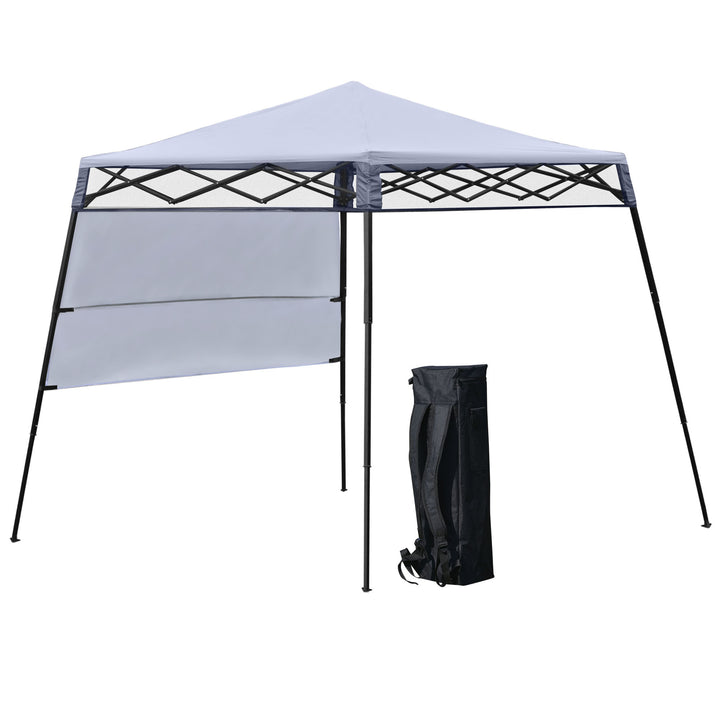 Tenda Dobrável com Proteção UV Altura ajustável de 2 niveis Tecido Oxford com estrutura de aço com Lateral e Bolsa de Transporte 220x220x208 cm branco