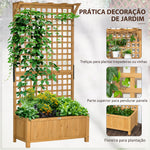 Floreira com Treliça de Madeira Caixa de Plantio com Suporte para Plantas Trepadeiras para Cultivo de Plantas Flores para Pátio Terraço Varanda 90x45x183cm Madeira