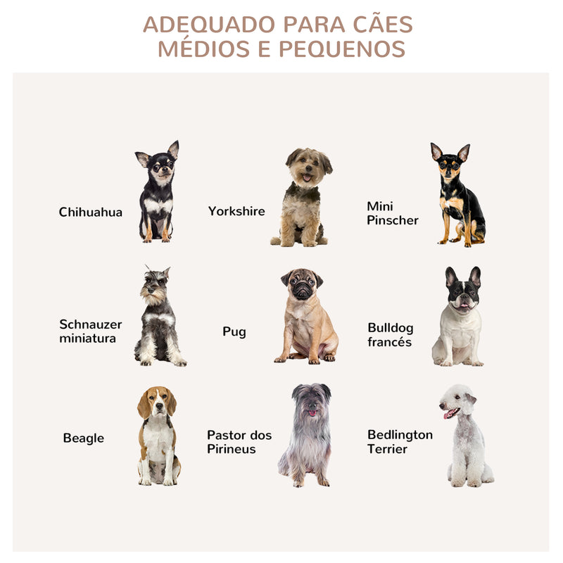 Gaiola para Cães Médios Mesa Auxiliar com 2 Portas Trava Almofada de Tecido Oxford Amovível Grades de Aço Gaiola para Cães de Interior 80x55x70cm Cinza