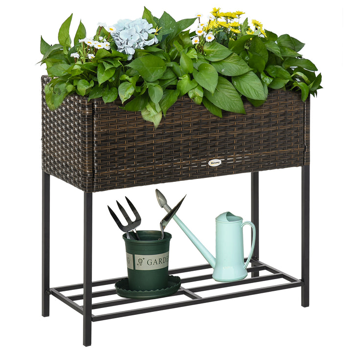Floreira ao ar livre para jardim urbano Varanda alta com floreira retangular com prateleira 70x30x72 cm