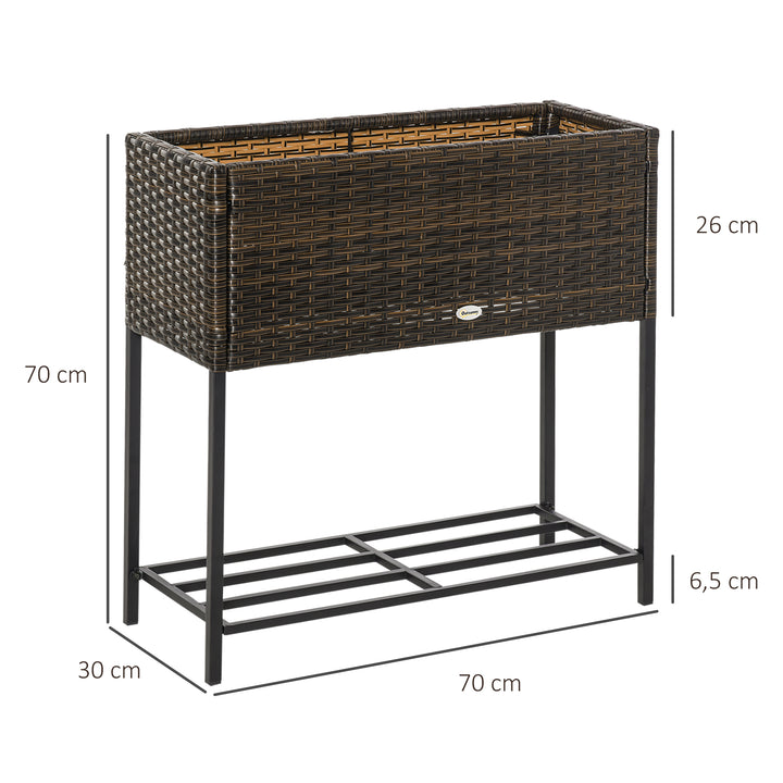 Floreira ao ar livre para jardim urbano Varanda alta com floreira retangular com prateleira 70x30x72 cm