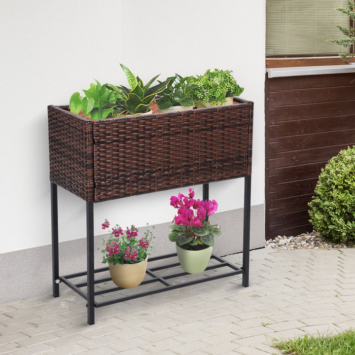 Floreira ao ar livre para jardim urbano Varanda alta com floreira retangular com prateleira 70x30x72 cm