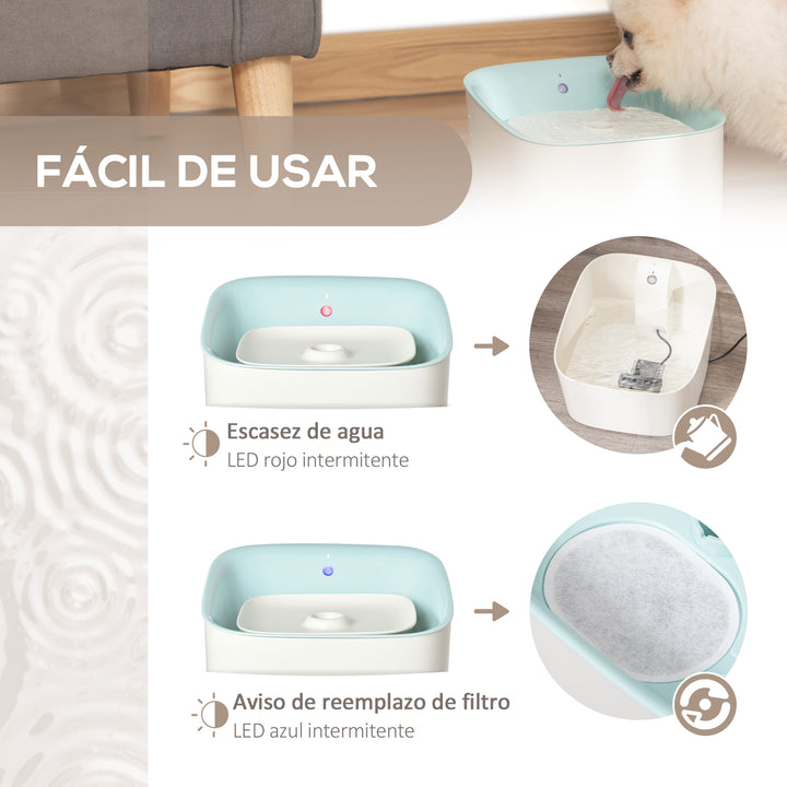 Dispensador de Água para Gatos 3L Fonte de Água Automática para Cães e Gatos com Sensor Infravermelho 3 Modos e Luz Indicadora LED 21x20x18cm Branco e Azul
