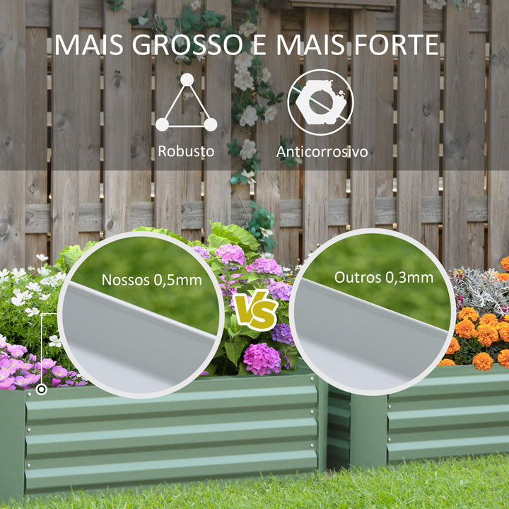 Conjunto de 2 Caixas de Plantio de Aço Caixa de Plantio Quadrada para Cultivos de Plantas Flores Pátio Exterior 100x100x30cm Verde