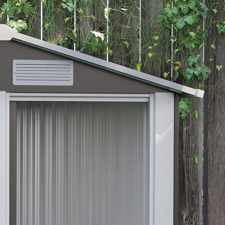 Abrigo de Jardim de 2m² 152x132x188cm Abrigo de Exterior de Aço Galvanizado com Porta Corredeira e Ventilações para Armazenamento de Ferramentas Cinza