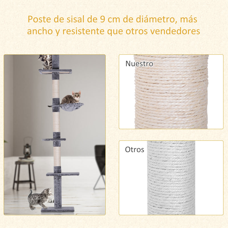 Árvore com Plataforma para Gatos arranhador para gatos Brinquedo para Gatos Carga de 15kg Cinza