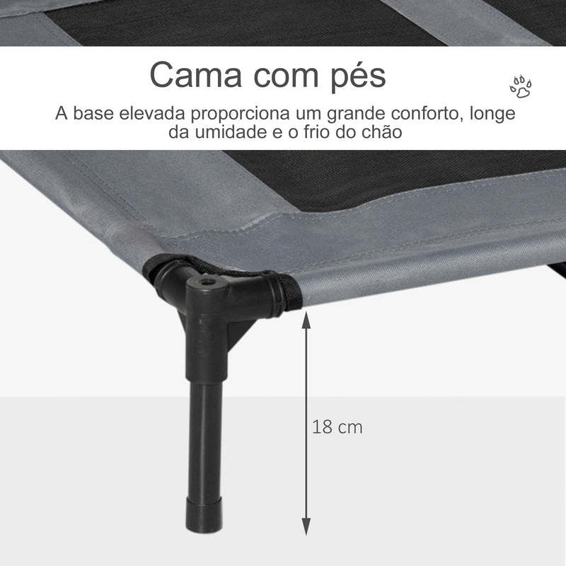 PawHut Cama elevada para animais de estimação com toldo Portátil e removível tecido respirável 92x76x90 cm cinza