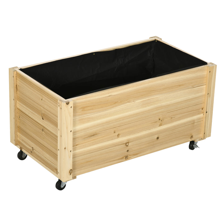 Floreira de Madeira com Rodas Floreira de Jardim para Cultivo com Orifícios de Drenagem e Tecido não Tecido para Cultivos de Flores Plantas em Exterior Varanda 89x48x47 cm Madeira