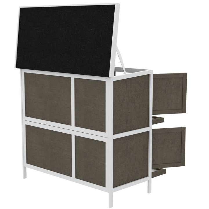 Coelheira de Madeira Gaiola para Coelhos de 2 Pisos 97x44x91 cm com Teto Asfáltico Portas com Trava Bandejas Amovíveis e Rampa para 2 Coelhos Marrom