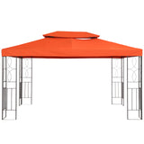 Toldo de Substituição 4x3m para Pérgola de Jardim 2 Níveis Respirável com 10 Orifícios de Drenagem Cobertura de Substituição de Pérgola Exterior Terracota