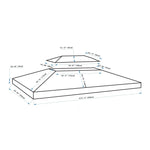 Toldo de Substituição 4x3m para Pérgola de Jardim 2 Níveis Respirável com 10 Orifícios de Drenagem Cobertura de Substituição de Pérgola Exterior Terracota