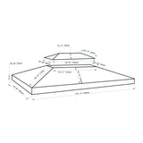 Toldo de Substituição 4x3m para Pérgola de Jardim 2 Níveis Respirável com 10 Orifícios de Drenagem Cobertura de Substituição de Pérgola Exterior Terracota