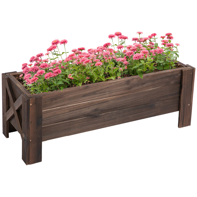 Floreira de madeira Canteiro de flores de jardim retangular com pernas Para Flores Plantas 100x36,5x36 cm Castanho