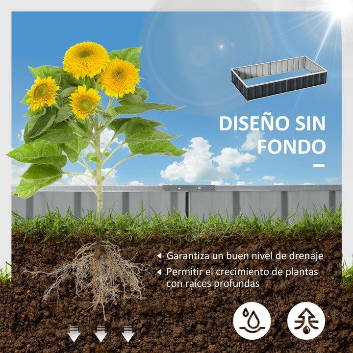 Caixa de Plantio de Aço Inclui Luvas Caixa de Plantio Retangular para Cultivos de Plantas e Flores para Terraço Balcão Exterior 174x90x30 cm Cinza