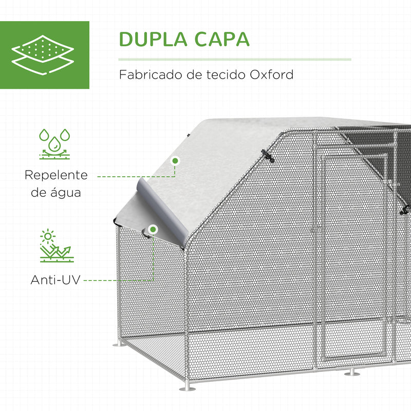 Galinheiro de metal galvanizado cobertura Oxford 280x190x195cm