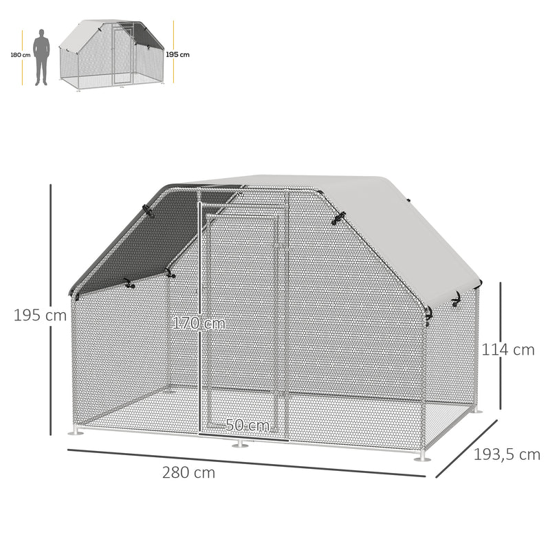 Galinheiro de metal galvanizado cobertura Oxford 280x190x195cm