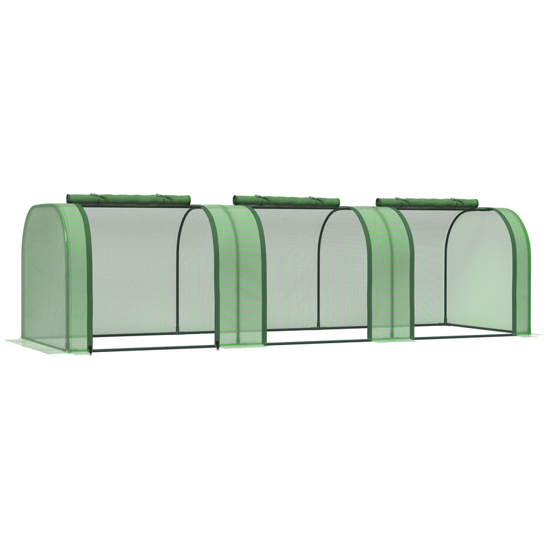 Estufa 295x100x80 cm para Jardim Varanda Estufa Pequena para Cultivo de Plantas com 3 Janelas Estrutura de Aço e PVC Verde