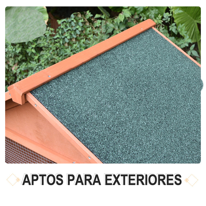 Casa para Coelhos de Madeira Coelheira para Exterior Teto de Tela de Asfáltica 144x64,5x100 cm Madeira