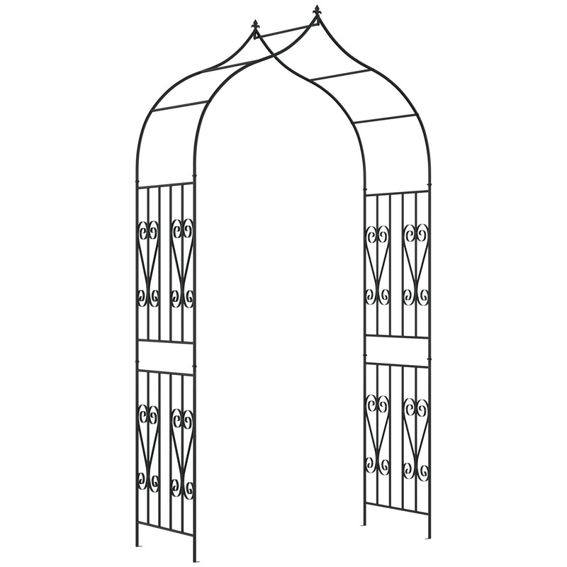 Arco de Jardim de Metal Arco de Jardim para Plantas Trepadeiras Exterior Pátio 140x60x265 cm Preto