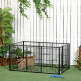 Parque para Cães de 6 Painéis Gaiola de Metal para Animais de Estimação com Largura Ajustável e Estrutura de Aço 82,5-150x79x61 cm Preto