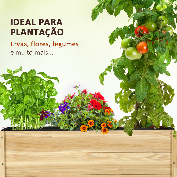 Floreira de Madeira com Rodas Floreira de Jardim para Cultivo com Orifícios de Drenagem e Tecido não Tecido para Cultivos de Flores Plantas em Exterior Varanda 89x48x47 cm Madeira
