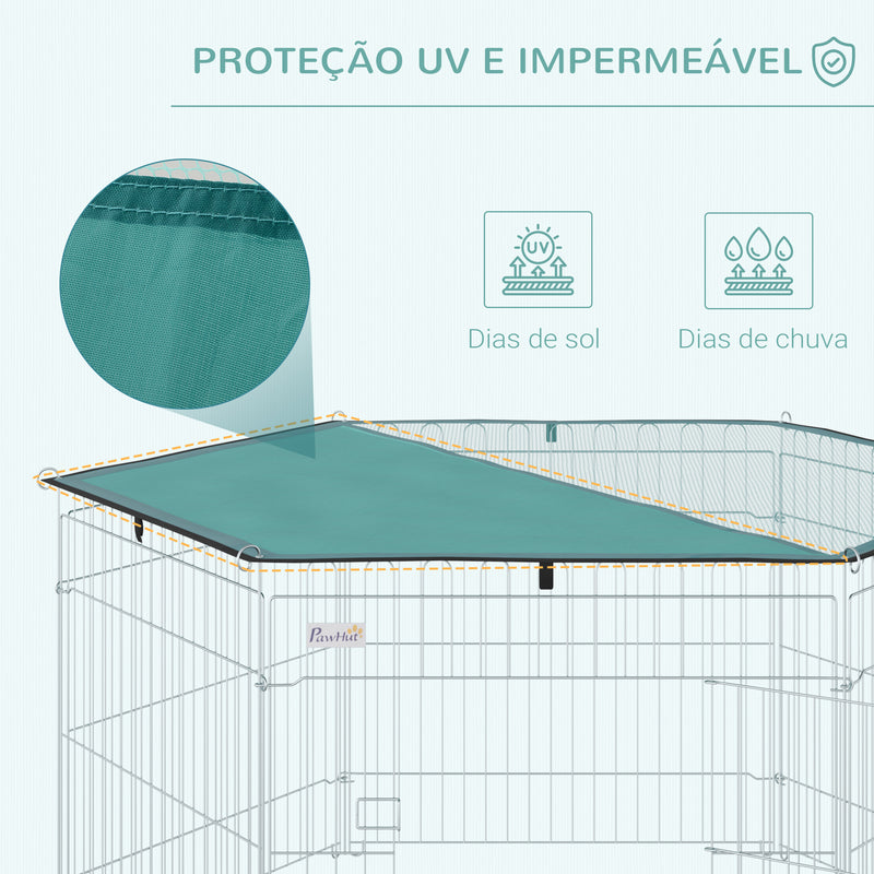 Parque para Animais de Estimação com 6 Painéis 59x60cm Dobrável Cerca para Animais de Estimação com Porta com Trava e Toldo Superior para Jardim Pátio Exterior Prata