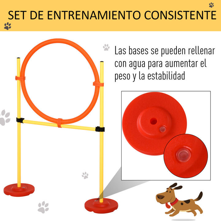 Conjunto de treinamento para cães com 4 obstáculos ajustáveis ??com bolsa amarela