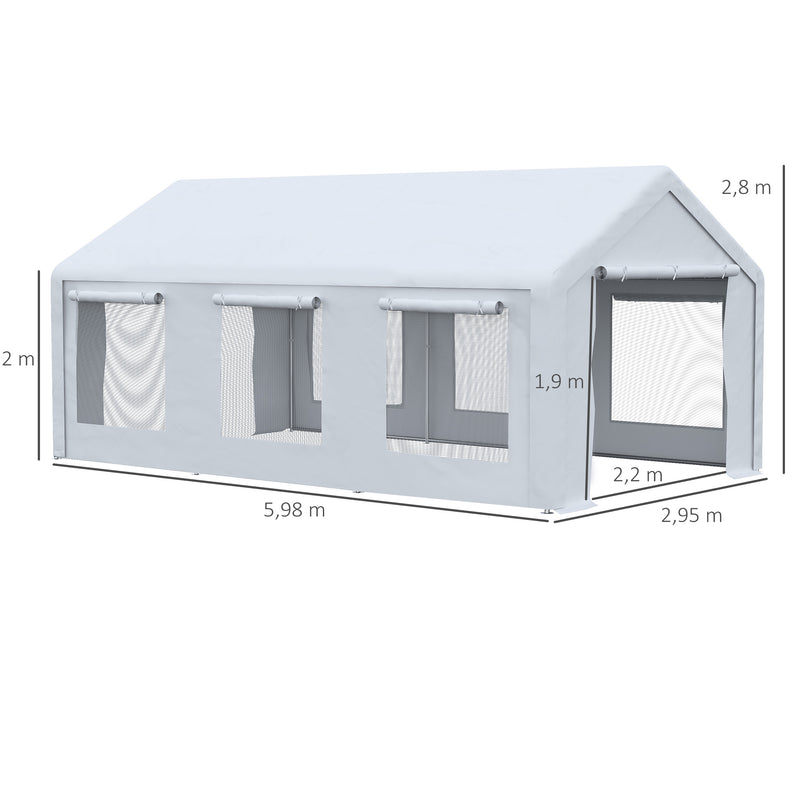 Tenda para Festas 6x3m Tenda de Jardim com 2 Paredes Laterais Removíveis 2 Portas e 6 Janelas com Proteção UV para Eventos Celebrações Branco